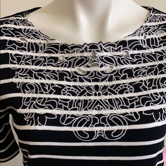 Rafaella black/white stripes embroidered size S - Picture 6 of 8